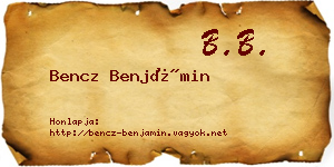 Bencz Benjámin névjegykártya